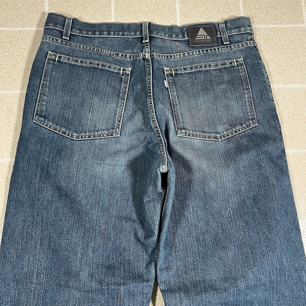 Levis Silvertab Low‎ and Loose Jeans Mens 36x34 Baggy Vintage Y2K Blue Med Wash - Picture 2 of 9